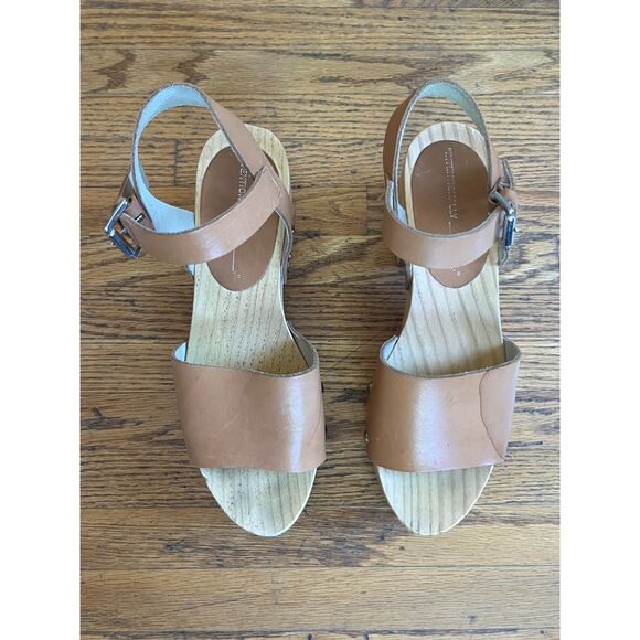 Intentionally Blank Tan Strappy Heel Clog Sandals Shoes Women's Size 7 - Picture 9 of 13